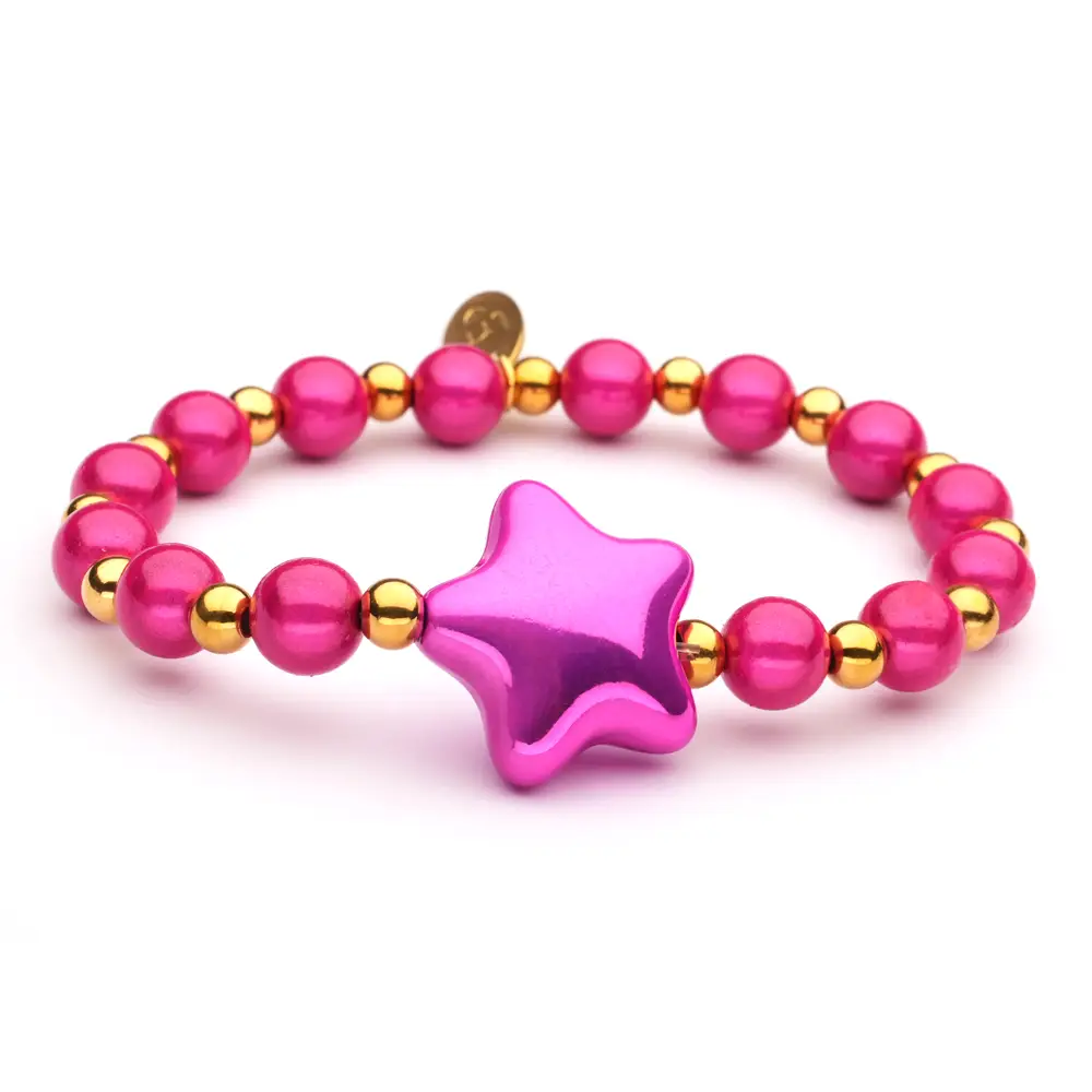 Lot83 LizzyMae Armband Stern 01, Fuchsia-Gold-Fuchsia , Modeschmuck 