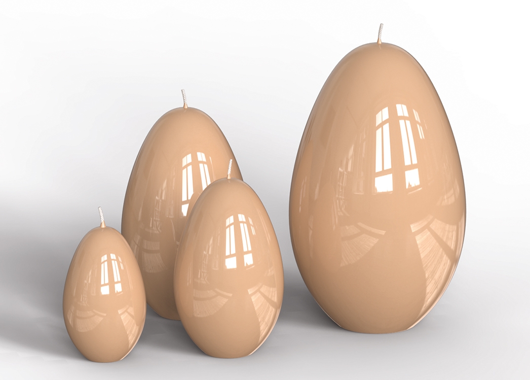 Engels Kerzen Eierkerze gelackt,  Höhe ca. Ø8 H12 cm, Farbe: Mandel