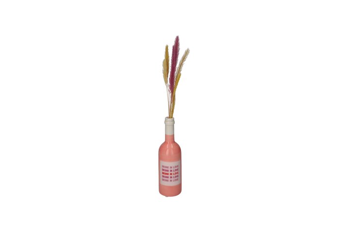 % Mignon, Vase, Weinflasche, Motiv: Drunk in love, rosa , Höhe ca. 20 cm
