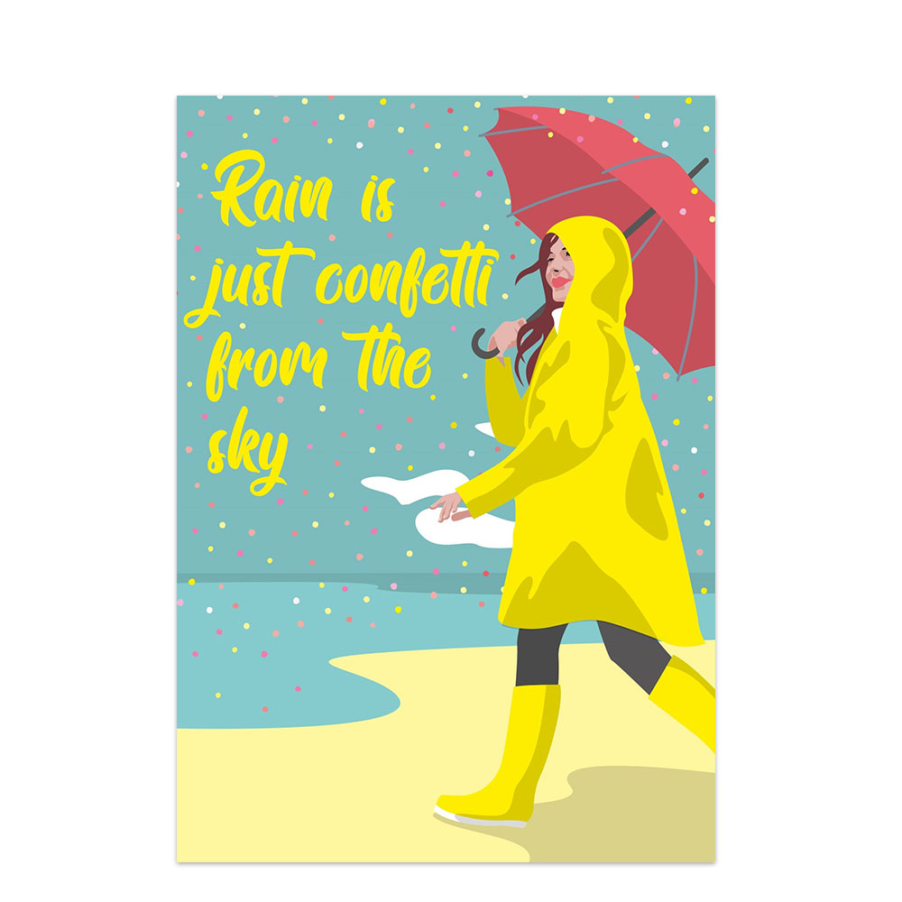 Postkarte Regenmantel, Neon von  luminous