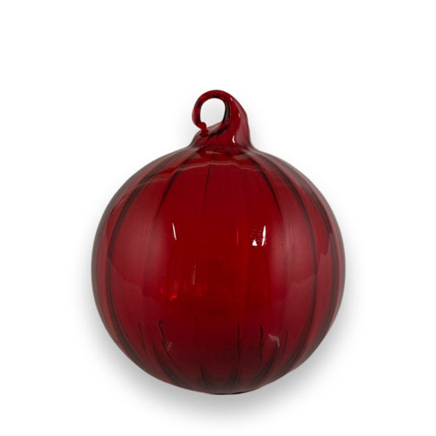 Weihnachtskugel Glasöse gedreht, transparent rot, ca. 7 cm
