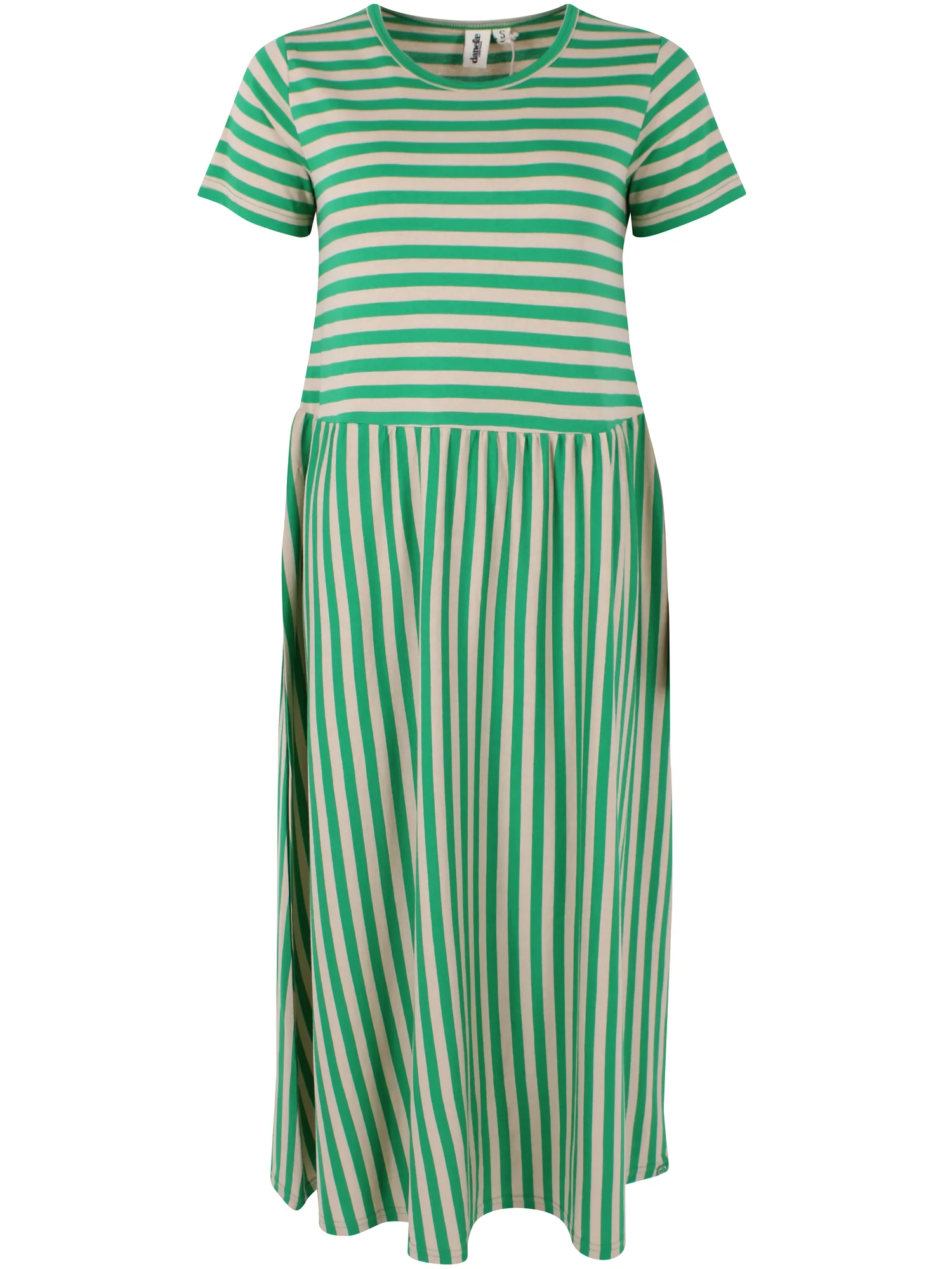 Danefae Danekroeyer SS Modal Dress Green/Light Beige, Kleid Streifen 