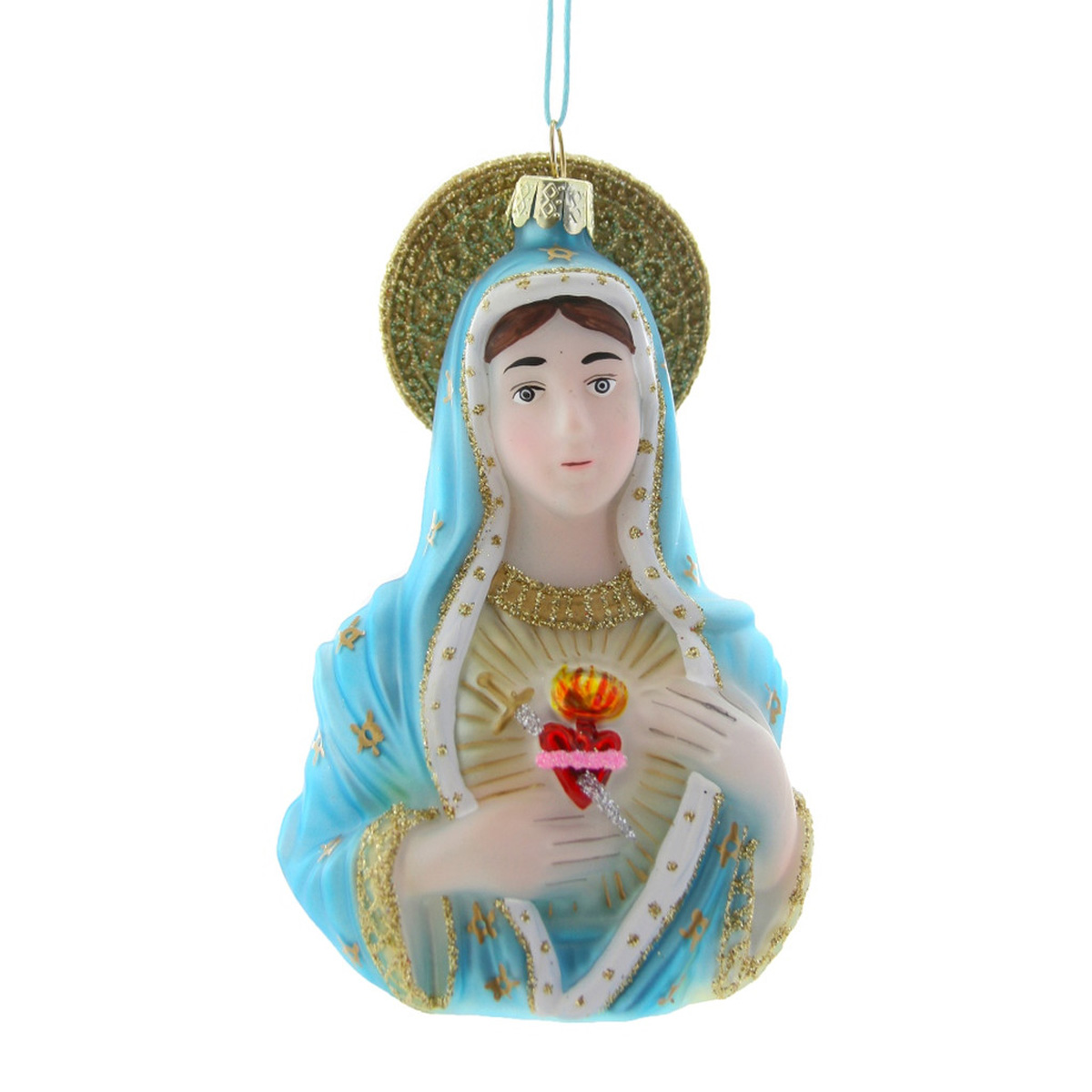SACRED HEART MARY Weihnachtsschmuck, Weihnachtskugel, Glas, ca. 11 cm , Maria,Das Unbefleckte Herz Mariens
