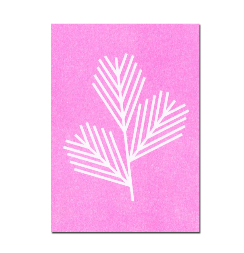 Herr und Frau Rio Postkarte XMAS Neon Zweig , Risographie Postkarte Weihnachten