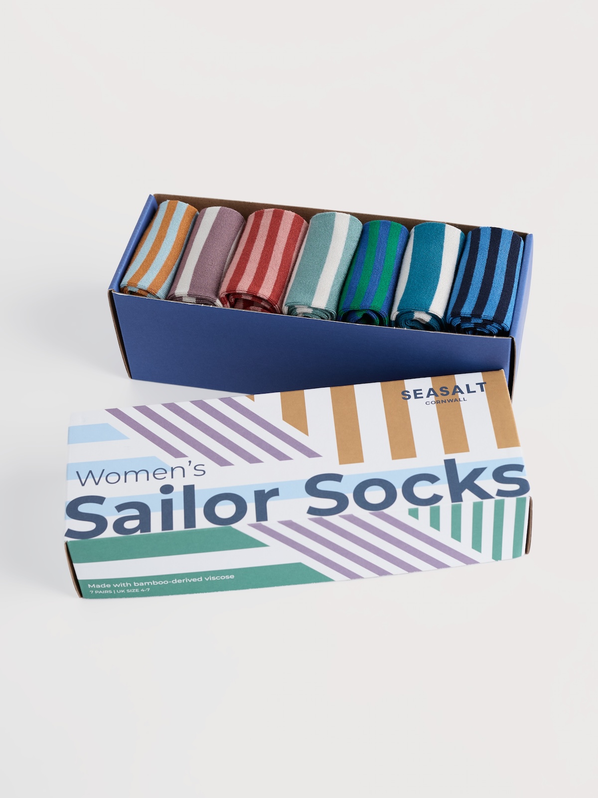 SEASALT CORNWALL Gift Box of 7 Women's Sailor Socks-Crosscut Mix, Socken, ONE SIZE ca. 38-40     