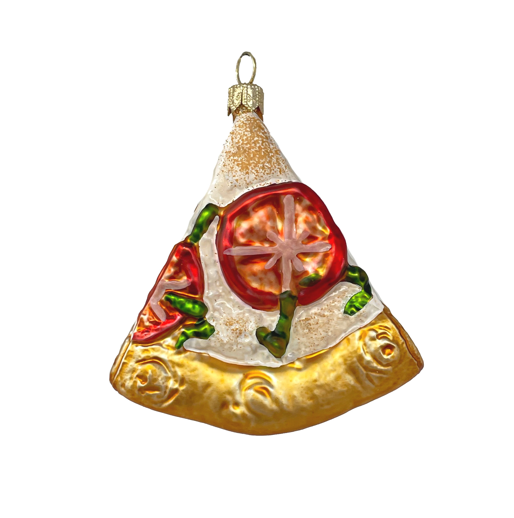 Christbaumkugel Pizzastück, ca. 8 x 7,5 cm, Glas 