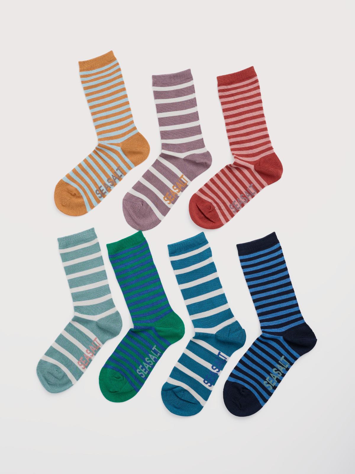 SEASALT CORNWALL Gift Box of 7 Women's Sailor Socks-Crosscut Mix, Socken, ONE SIZE ca. 38-40     