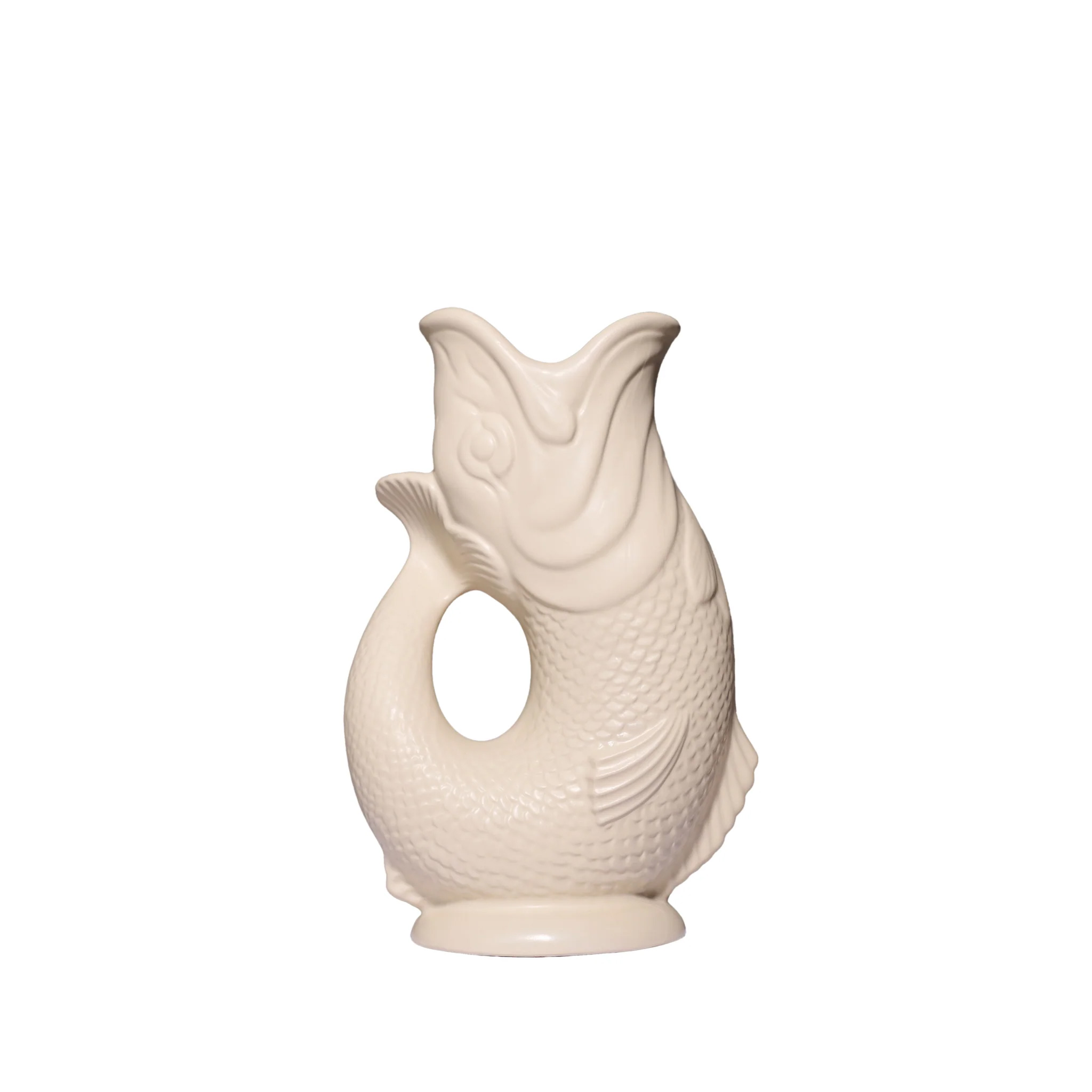 Gluckigluck  Fisch Karaffe/ Vase L Sand Matt ca. 0,7 L, Höhe ca. 22 cm  