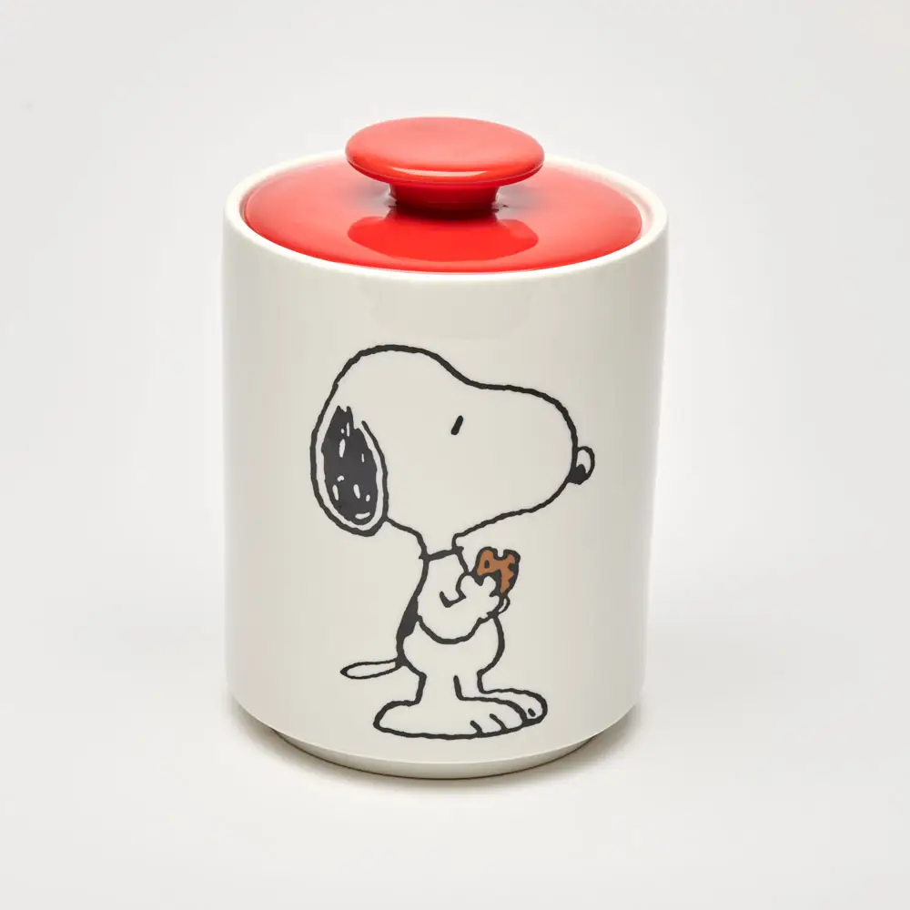 The Peanuts Dose mit rotem Deckel, Keramik, Snoopy , ca.12 x 15 cm , Snoopy Keksdose