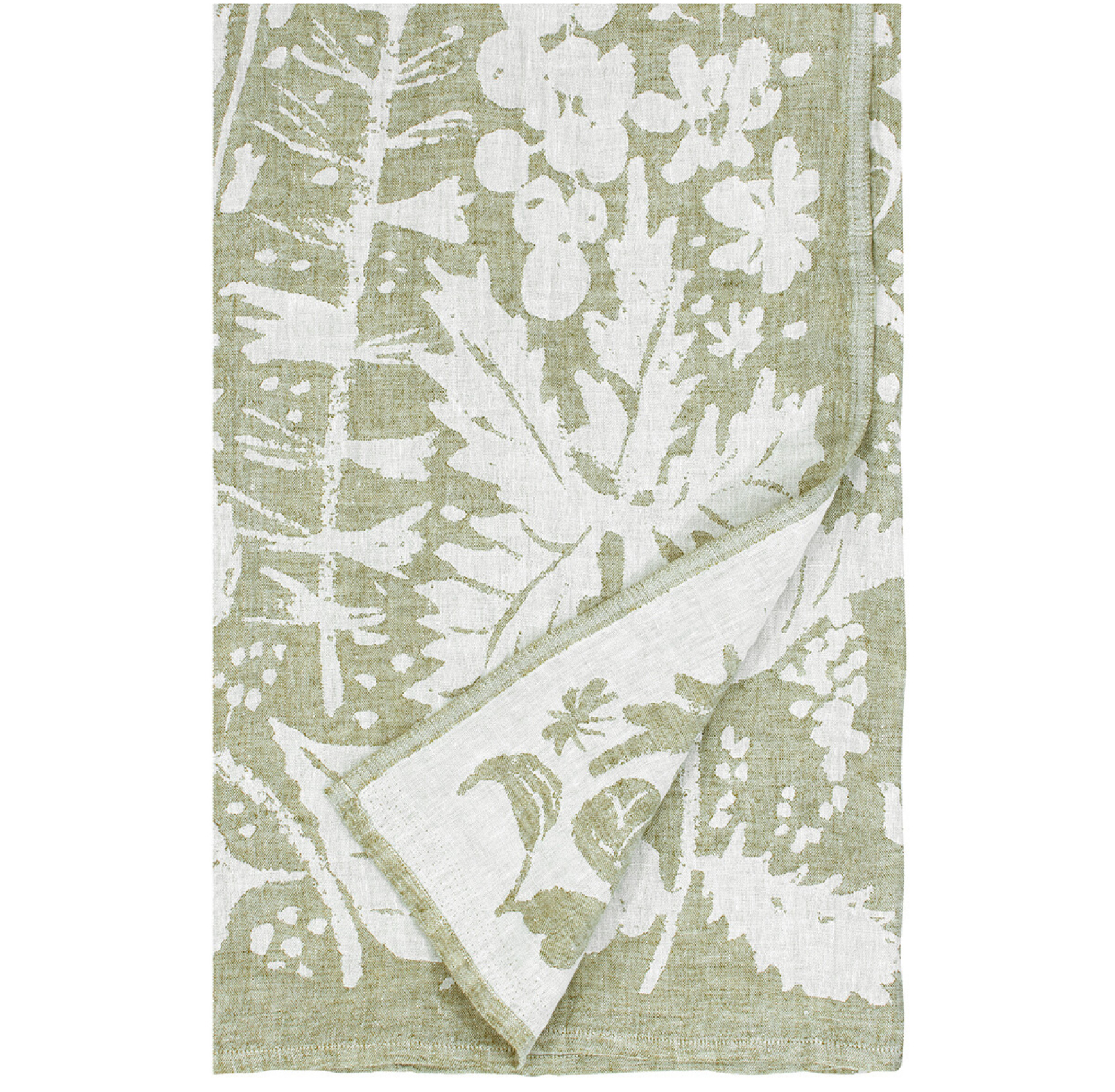 Lapuan Kankurit VILLIYRTIT  Leinen-Tischdecke 150 x200 cm,white-olive, 100% washed Leinen
