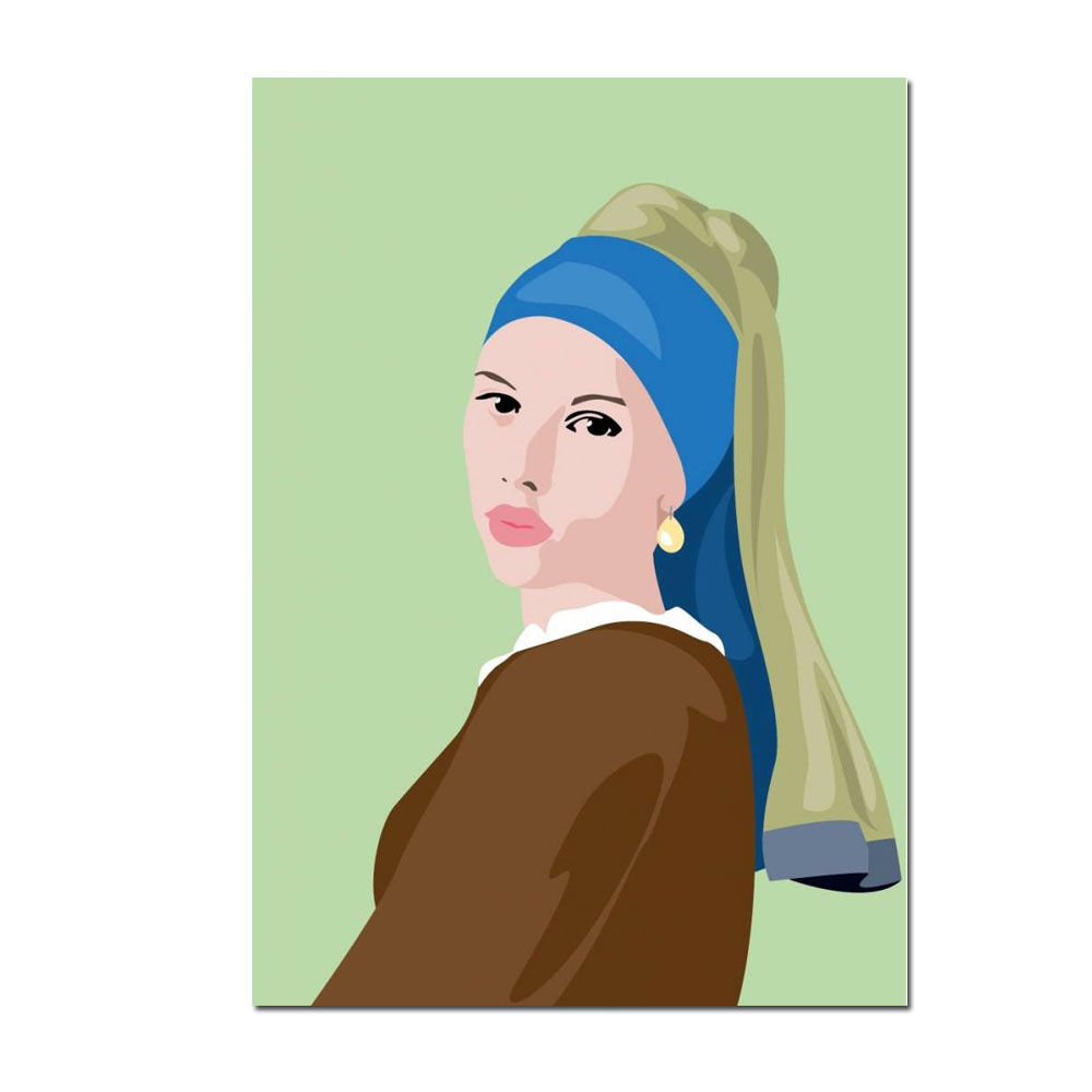 Postkarte  Das Mädchen mit dem Perlenohrring von pop art generation, Scarlett