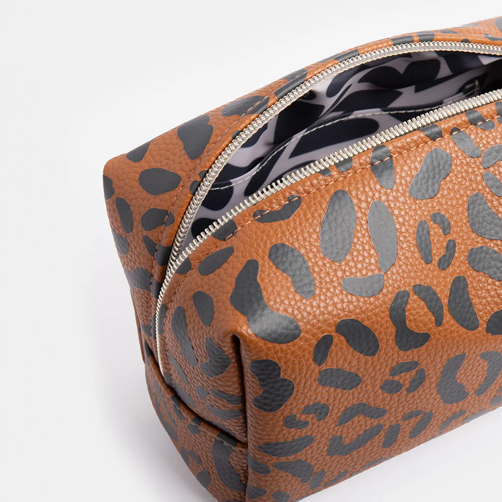 Caroline Gardner Leopard Print Cube Cosmetic Bag, Kosmetiktasche 