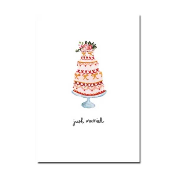 Doppelkarte Just married (Hochzeitstorte) von Louise Mulgrew   , Hochzeitskarte