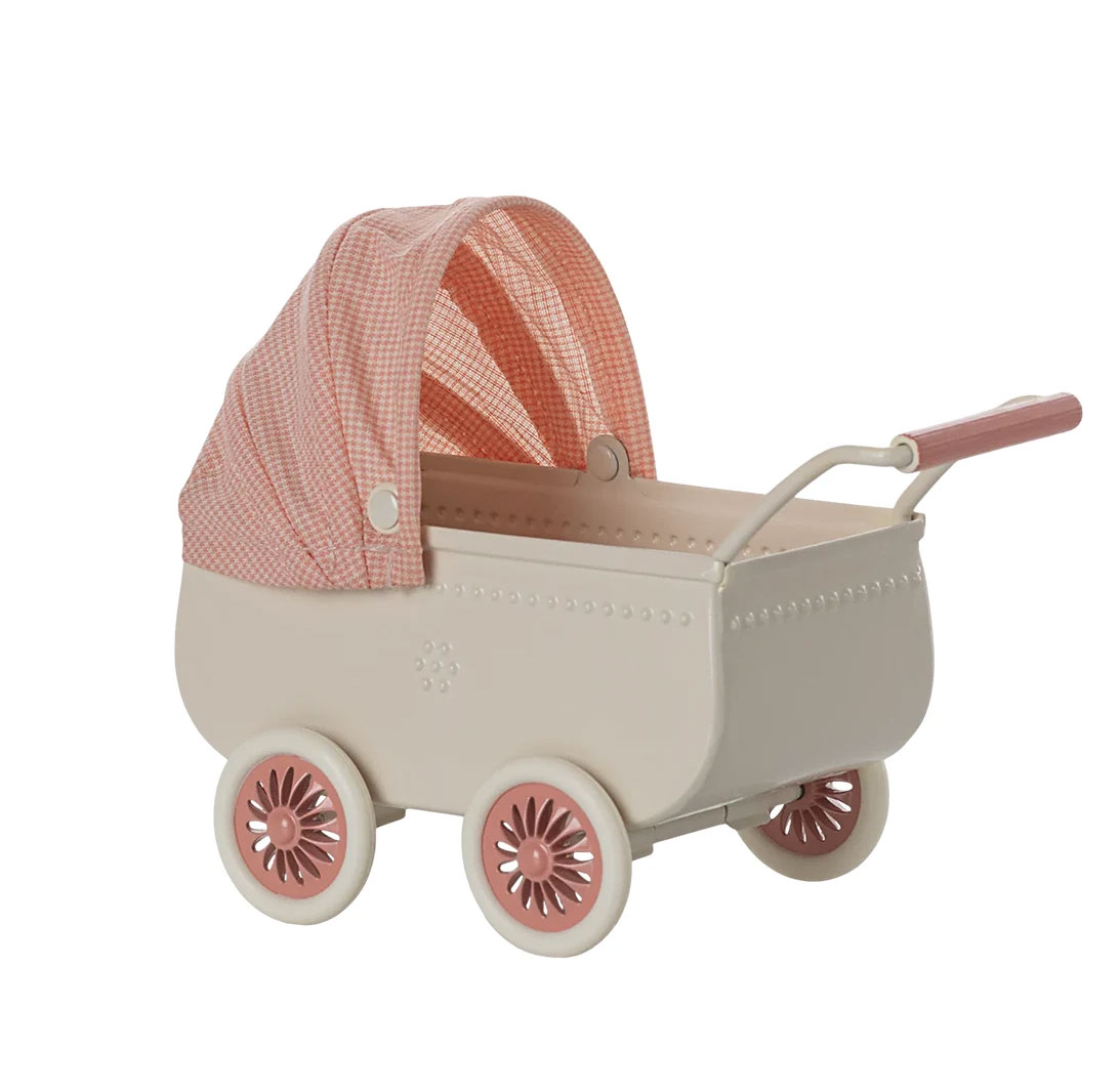 Maileg Kinderwagen, Maus - Koralle