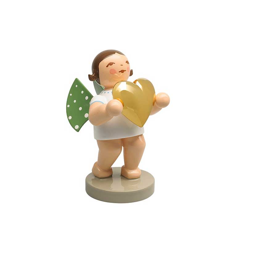 Wendt & Kühn Liebesbote, Engel mit vergoldetem Herz, braune Haare