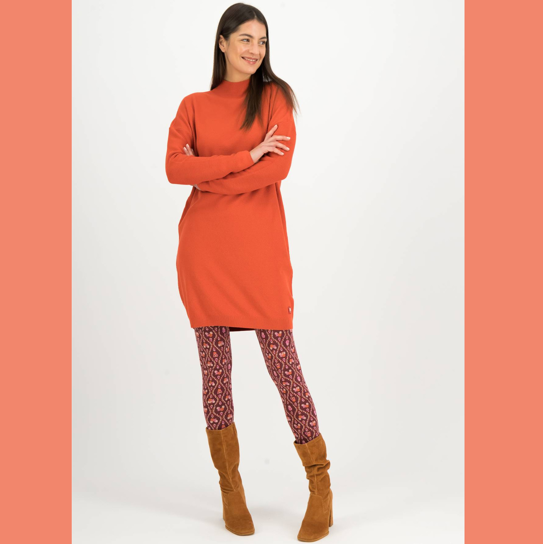 Blutsgeschwister Strickkleid Straight and Easy Braided, Farbe: autumn orange Blutsgeschwister Strickkleid Straight and Easy Braided, Farbe: autumn orange