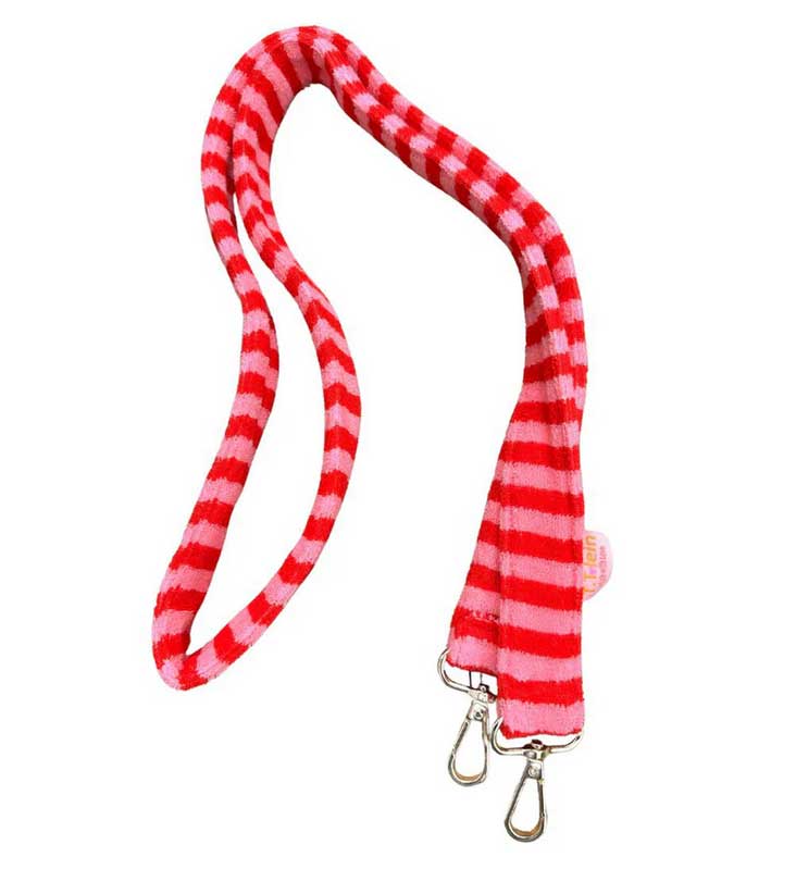 Frottee Stylisches Handy- oder Schlüsselband Streifen Rot/Pink 