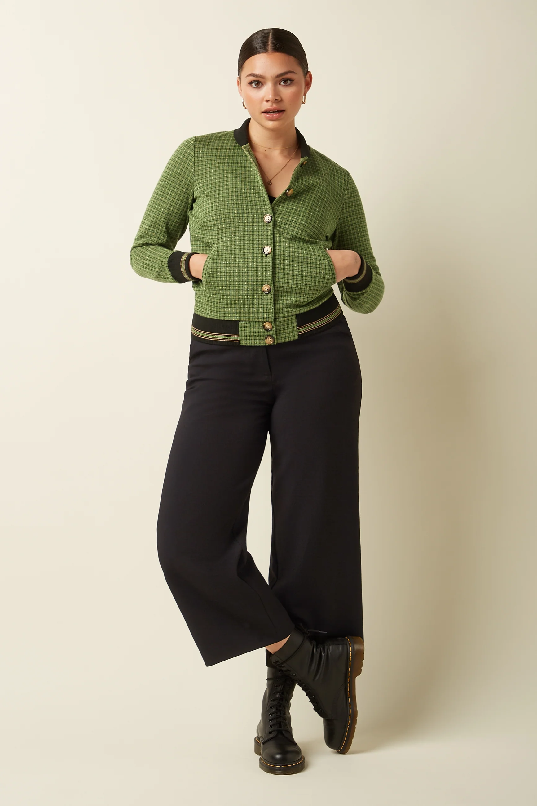King Louie Cleo Jacket Ivy Check, Farbe Guacemole Green - Ivy Check