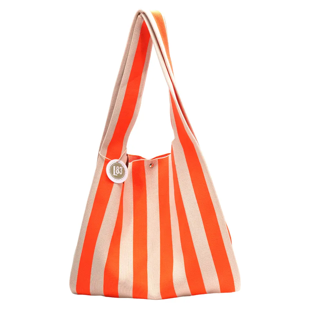 LOT83 Shopper Lois 02, Streifen Orange-Creme, ca.  45 x 35 cm