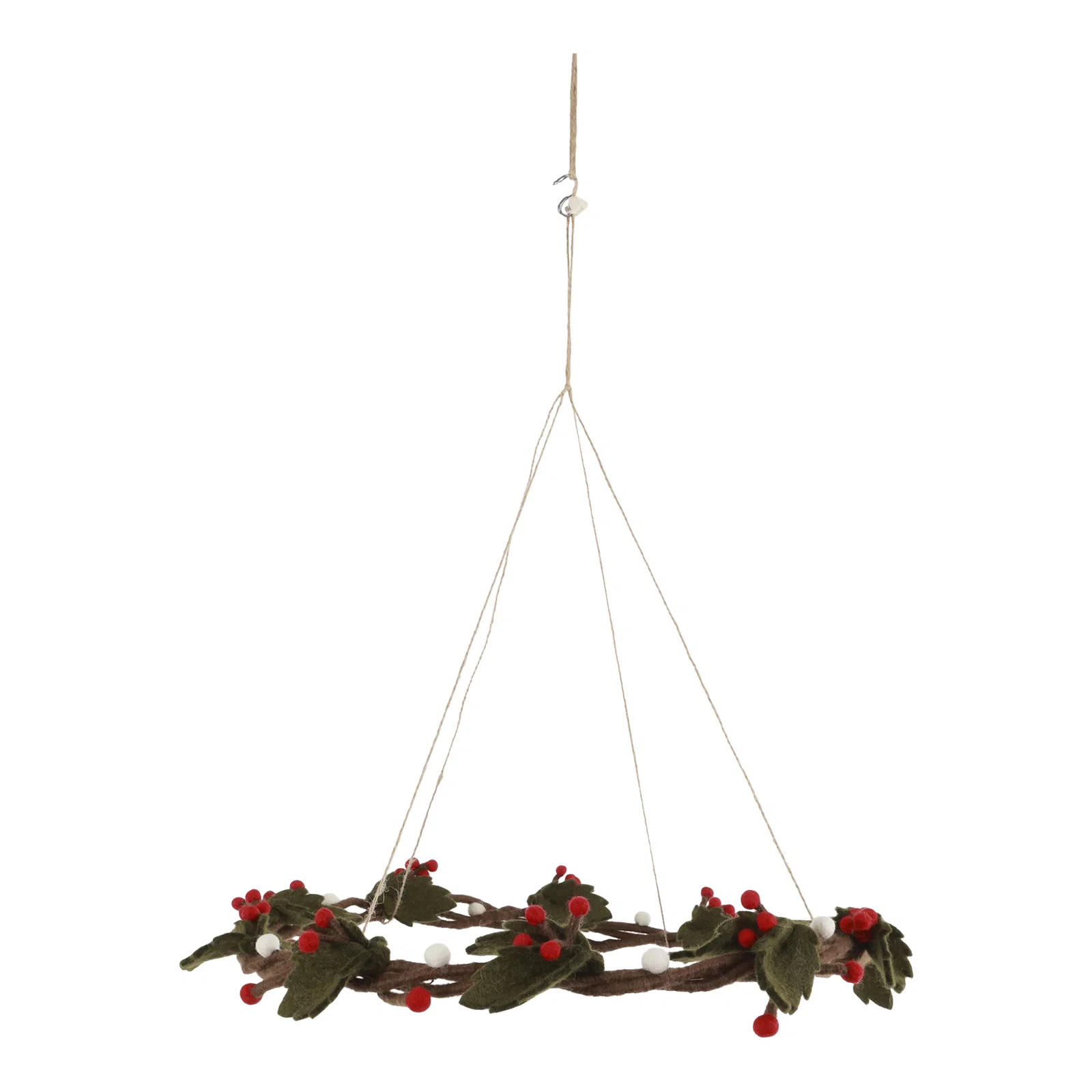 Gry & Sif Weihnachtskranz Ilex Filz, ca. 45 cm, Wreath Holly - Hanging