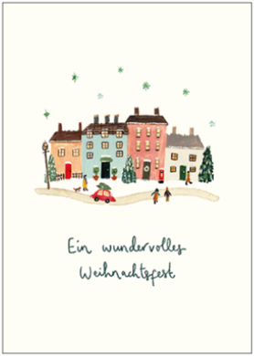 Postkarte Weihnachten Ein wundervolles Weihnachtsfest (Häuser)  von Louise Mulgrew
