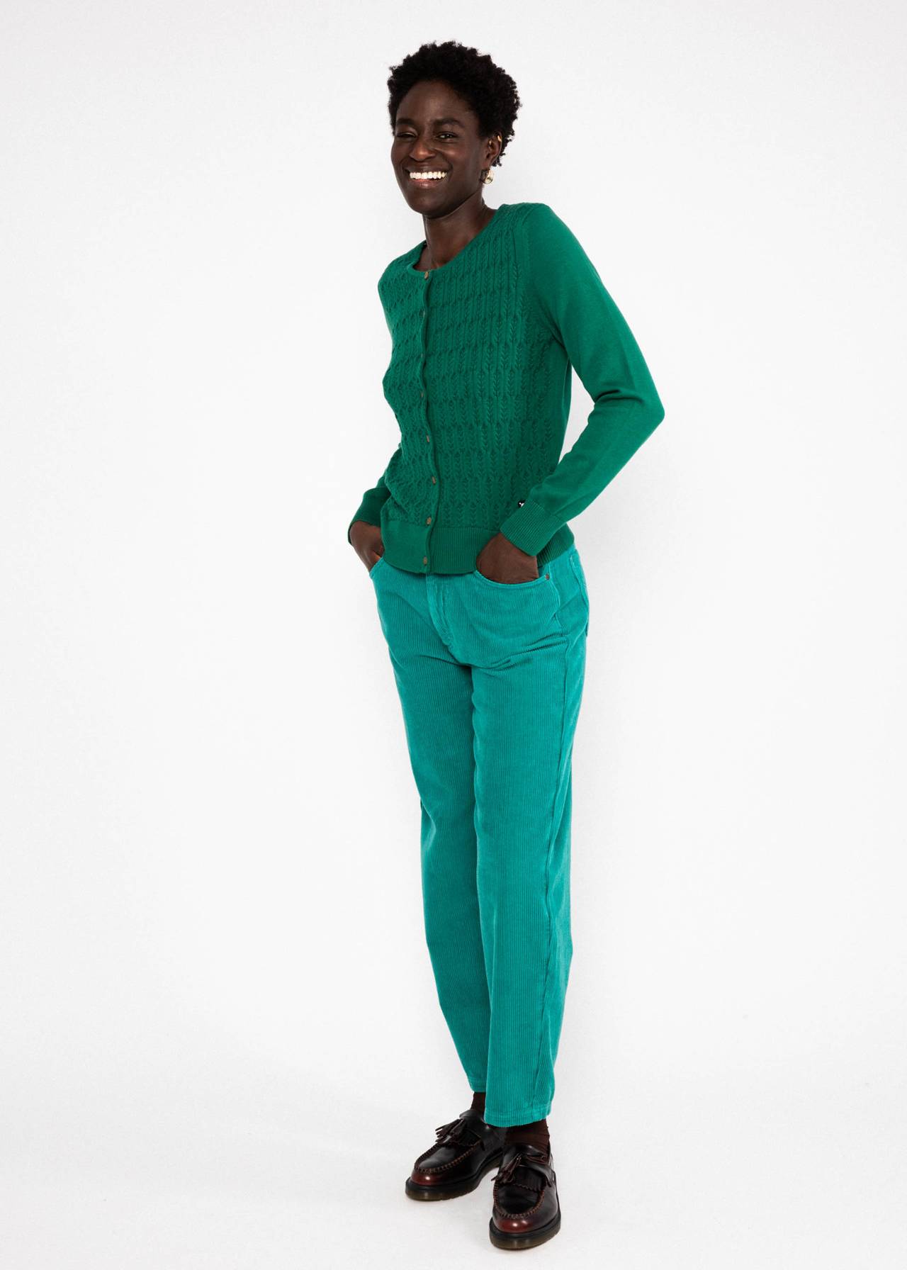 Blutsgeschwister Cardigan Save the Brave, folklore green knit