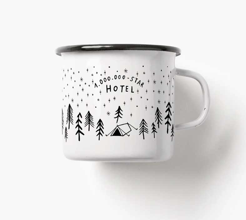 Emaille Becher " 1.000.000 Stars Hotel", Emaille Tasse 