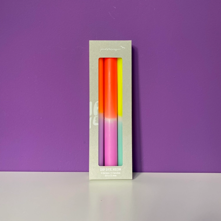 Dip Dye Kerzen Neon "Pastelltulpen" 3er Set   von Pink Stories  