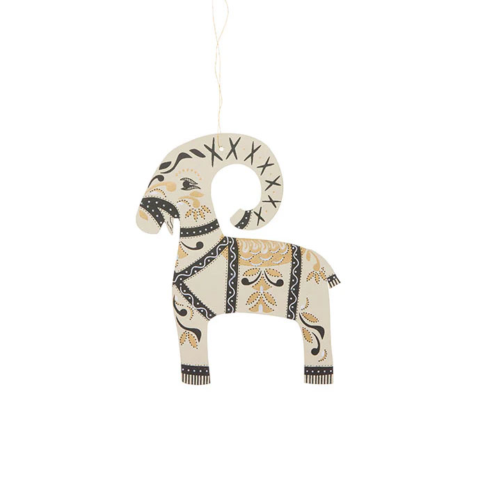 Bungalow Papierornament Hirsch, ca. 13 x 11 cm, Paper Ornament Buck 13cm Straw