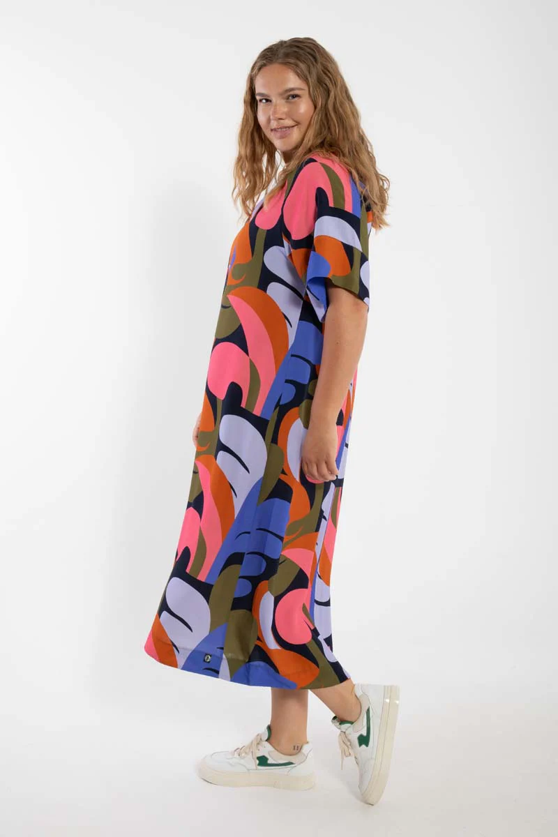 % Danefae Danehostess Viskosekleid , Kleid ,Dk Navy TROPS