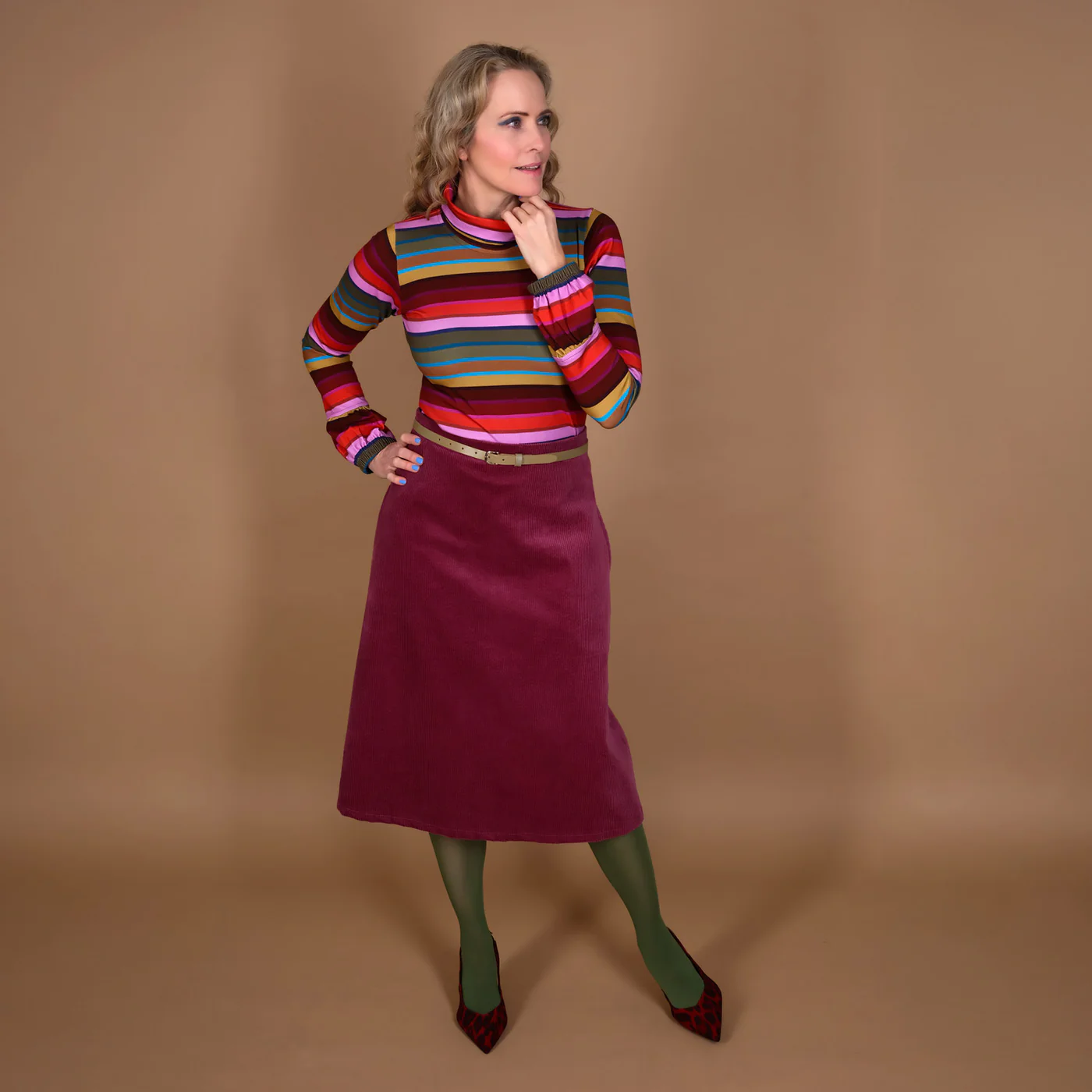 MARGOT Cord Rock Blewe Nederdel, Winefruit/ Bordeaux,  MARGOT verrückte Mode aus Dänemark 