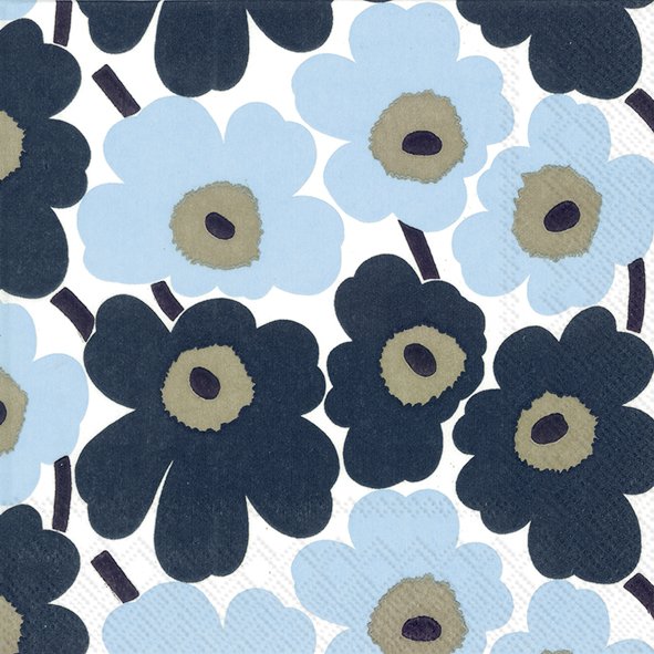 MARIMEKKO Papierservietten MINI UNIKKO blue, 33 x 33  cm, Lunchservietten von IHR