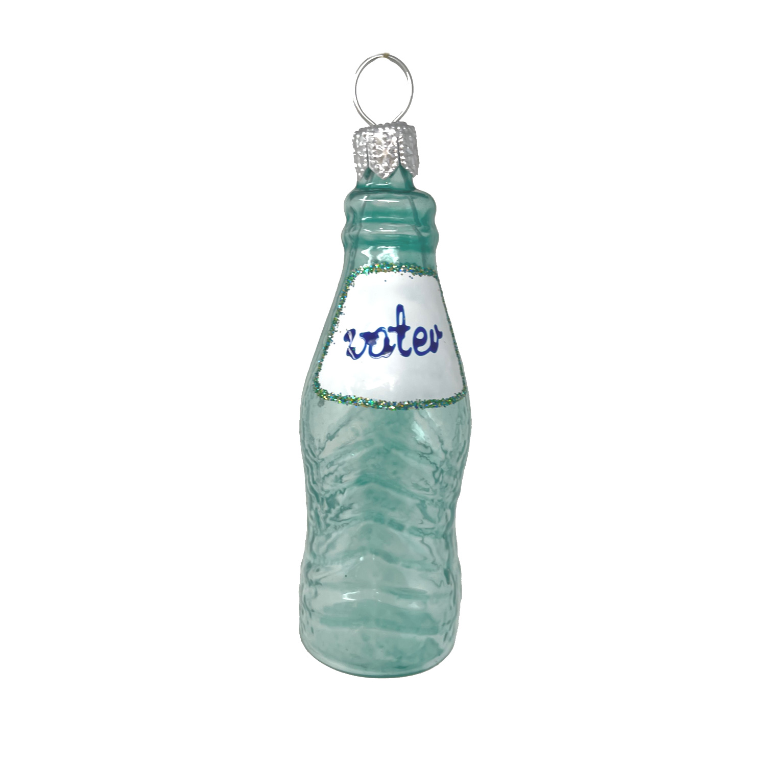 Christbaumkugel Wasser " Water"  Wasserflasche ca. 7,5 cm, Glas 