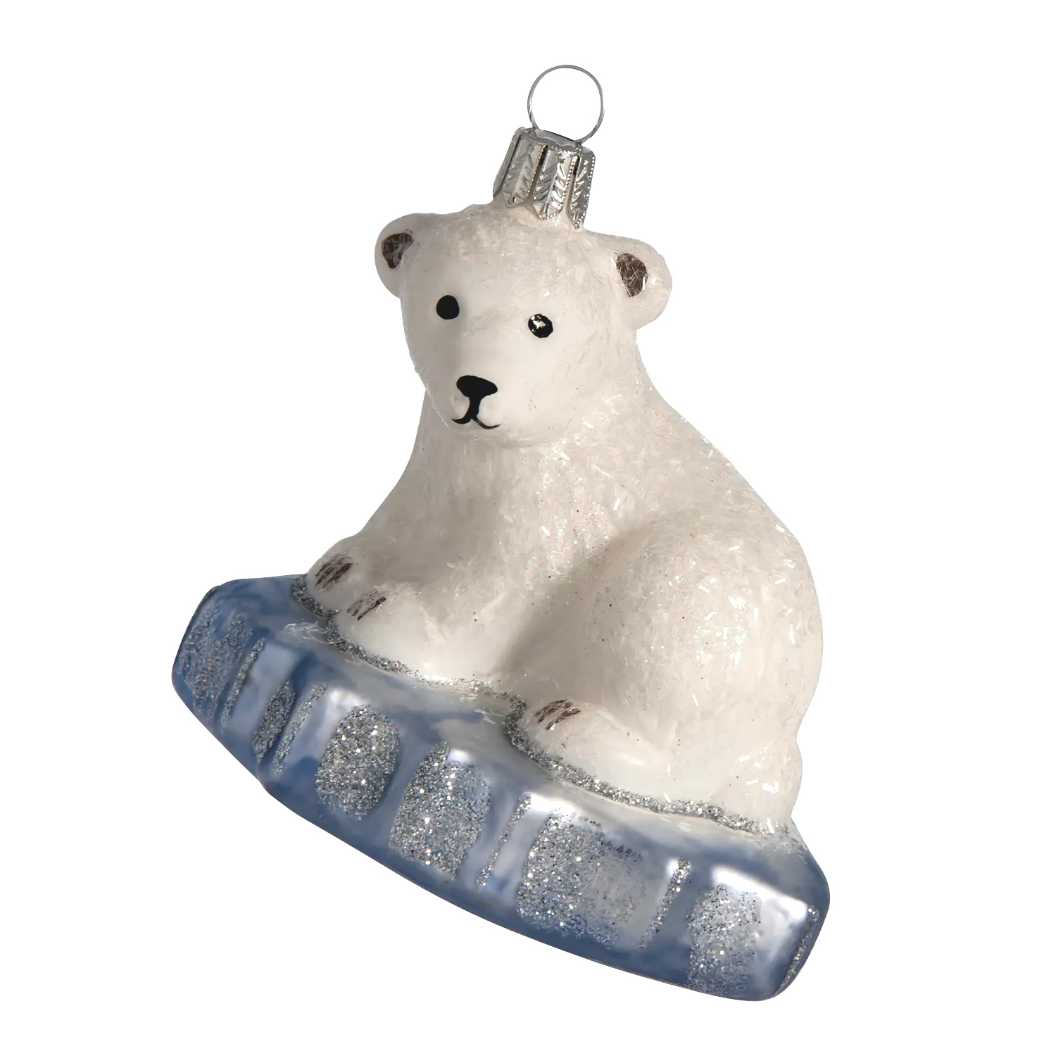 Christbaumschmuck Eisbär (von Oberfränkische Glasmanufaktur), ca. 8 x 9 cm, Lars der Eisbär