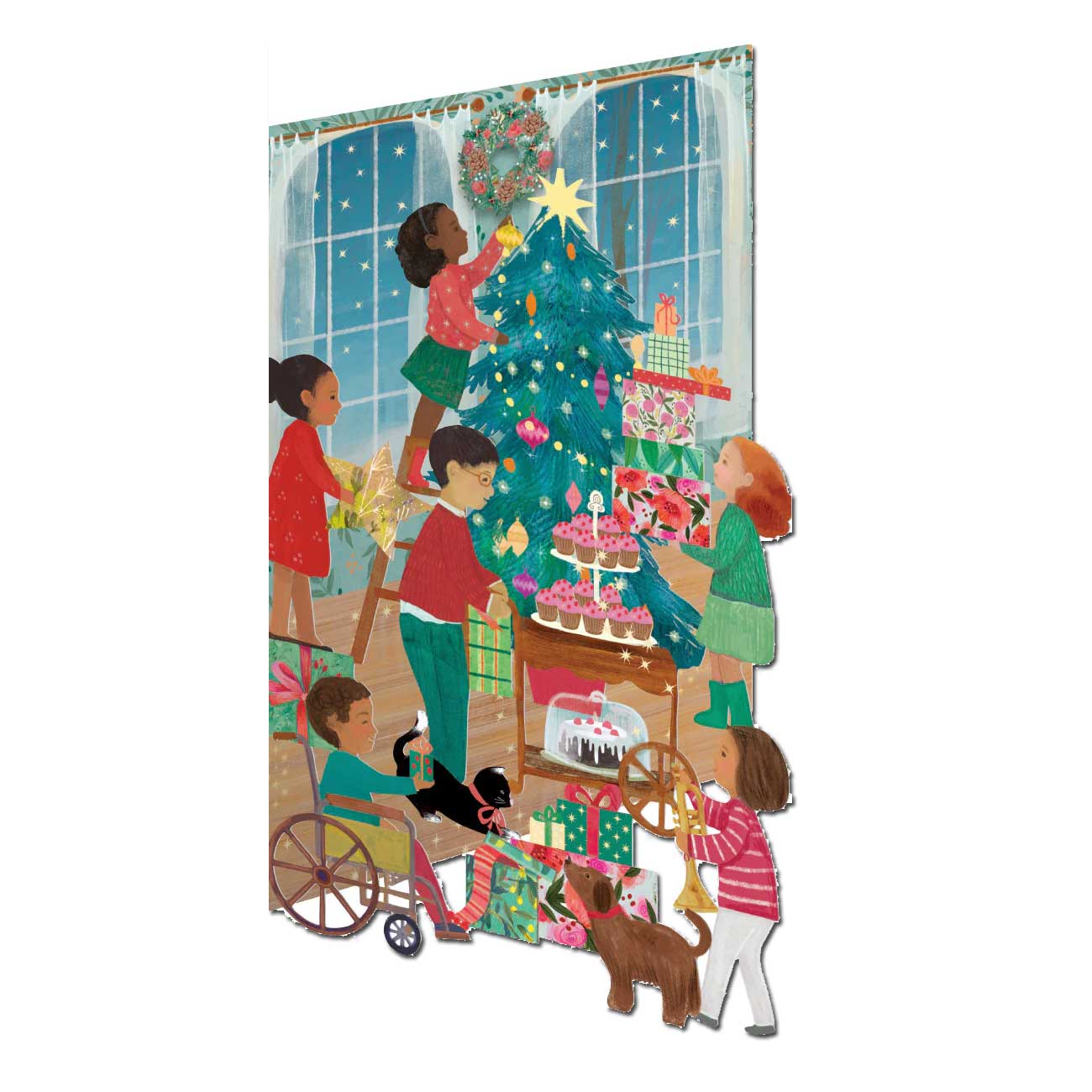 Roger la Borde Doppelkarte "Christmas Party " Lasercut, Weihnachten 