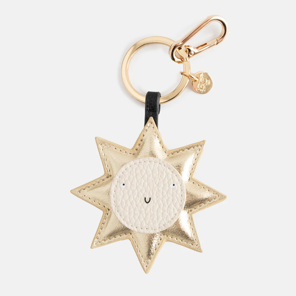 Schlüsselanhänger Goldene Sonne von Caroline Gardner, Gold Sun Bag Charm