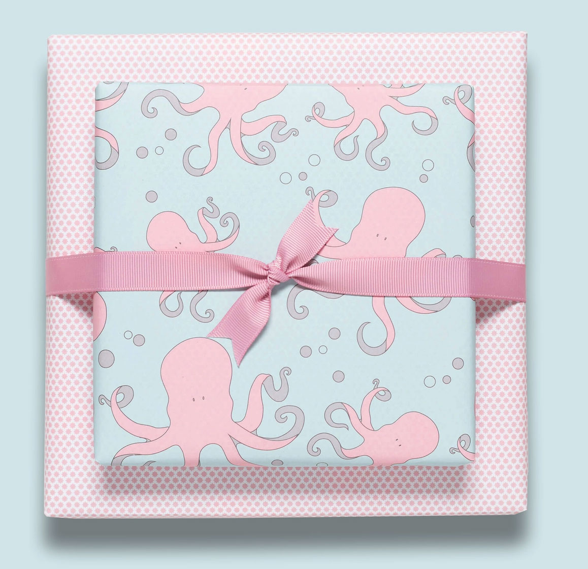 Geschenkpapier Krake rosa, zweiseitiges Recyclingpapier, ca. 67 x 48 cm , beidseitig bedruckt