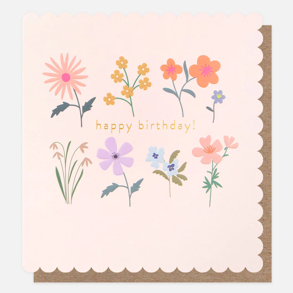 Caroline Gardner Doppelkarte "Colourful Florals "Happy Birthday! Geburtstagskarte , BBL006