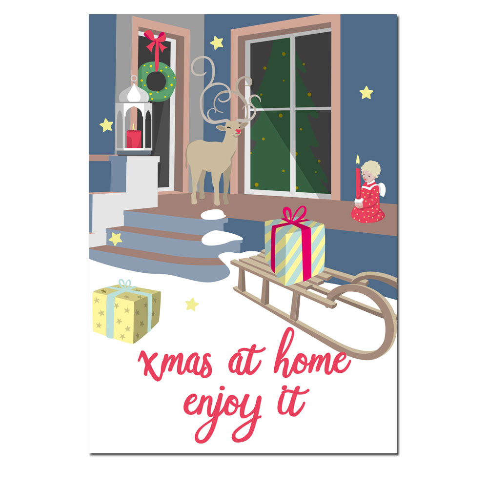 % Postkarte Weihnachten xmas at home, enjoy it! , lucky cards
