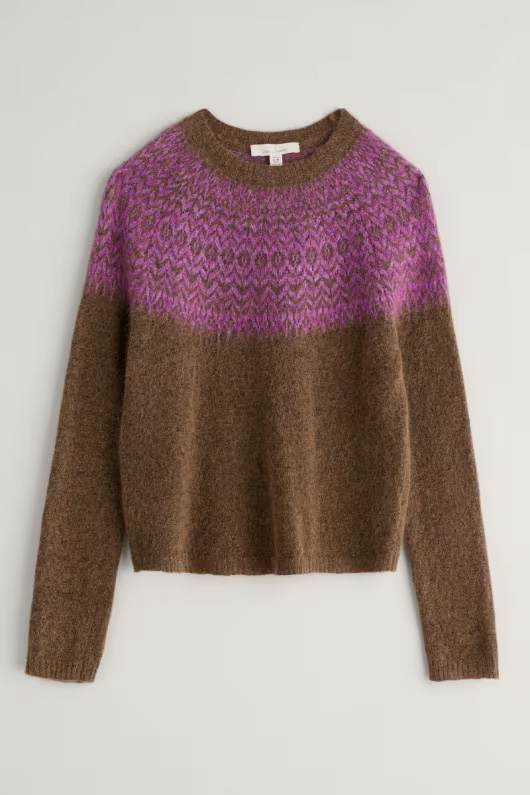 % SEASALT CORNWALL Pullover Spruce Frost Mohair-Blend Fair Isle Jumper, Farbe: Hellebore Gully Wild Orchid