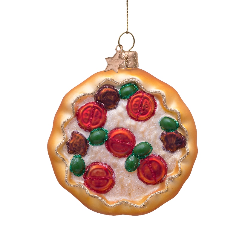 % Weihnachtsanhänger Pizza, Glas, D. ca. 8 cm von Vondels 