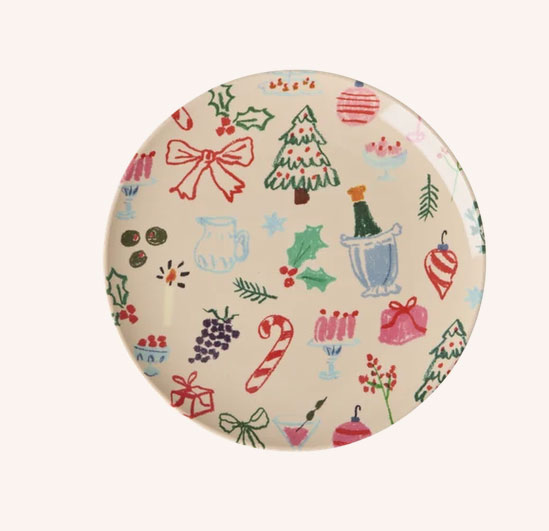 Rice Melamin XMAS Kuchenteller,  Mehrfarbig - Xmas Galore , D. ca. 16 cm, Weihnachten