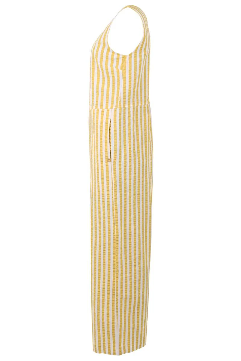 Danefæ Danesolstice Searsucker Suit Faded Yellow/Chalk, Latzhose