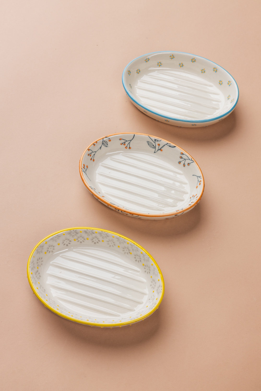 Seifenschale ROMANTIC oval, grau-orange 