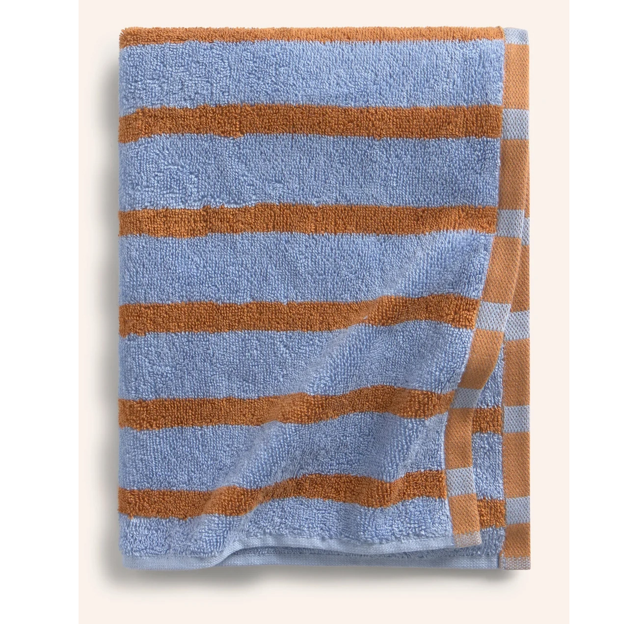 Badehandtuch mit blau mit braunen Streifen Saturno, ca. 90 x 150 cm, Handtuch   
