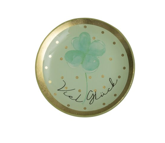 Love Plates, Glasteller S, Viel Glück, rund, mint D. ca. 10 cm 