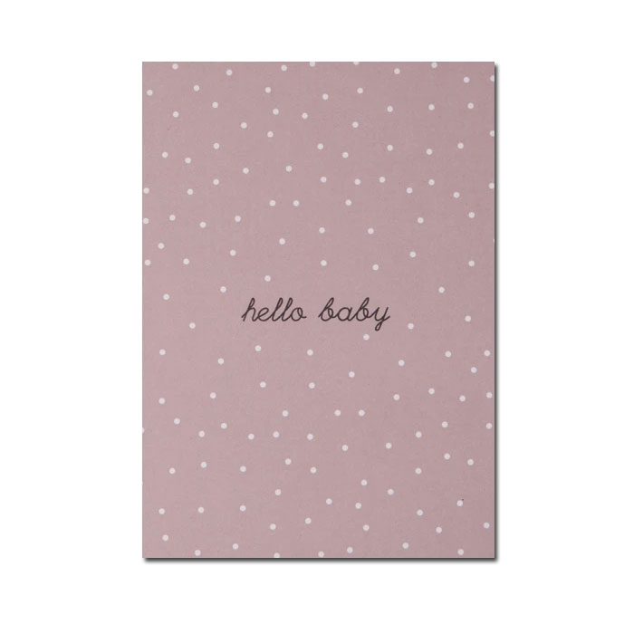 Postkarte "hello baby" - rosa, Holzschliffpappe von Papier ahoi 