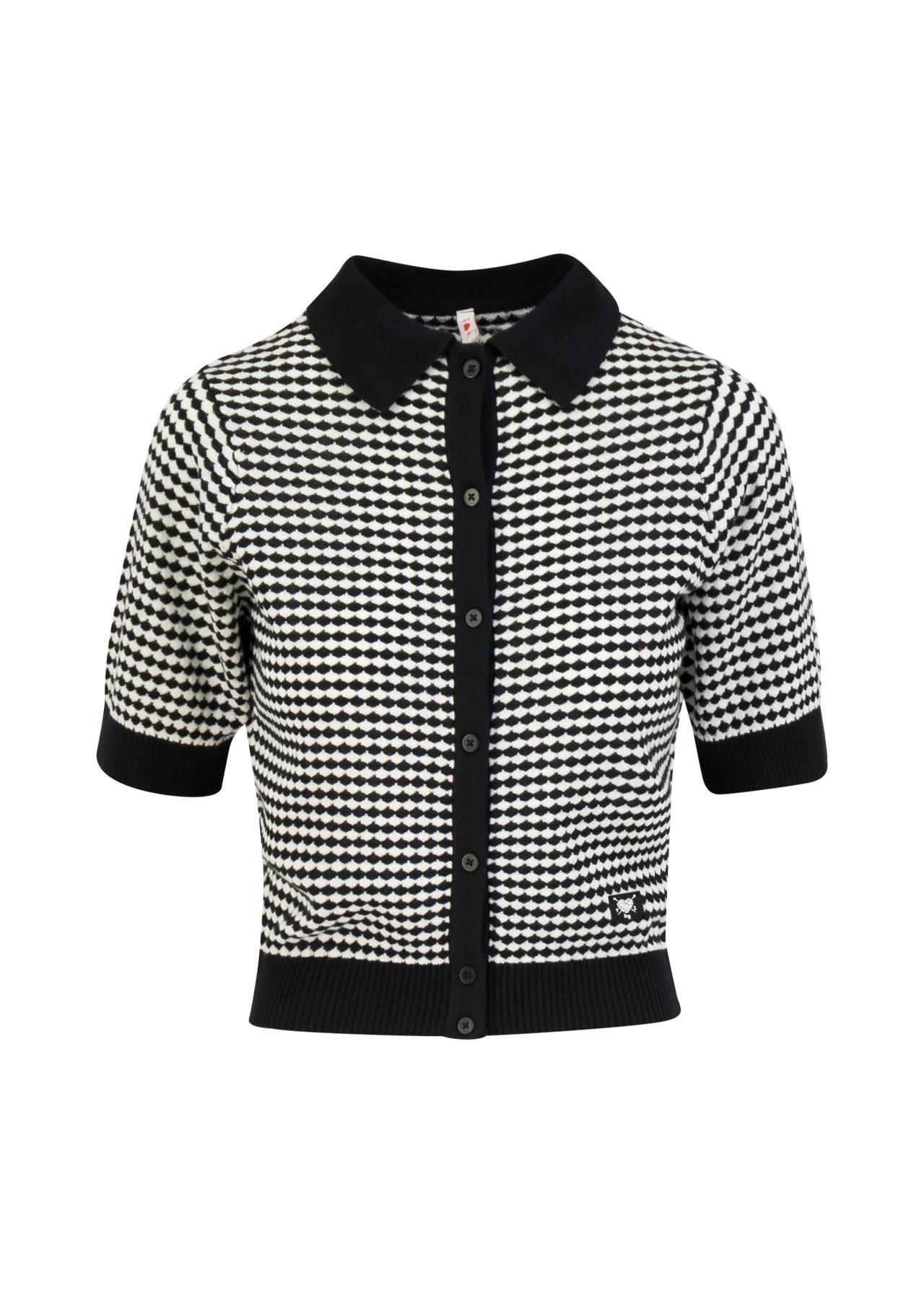 Blutsgeschwister Strickoberteil Petite Poloette - mixed dots black beige