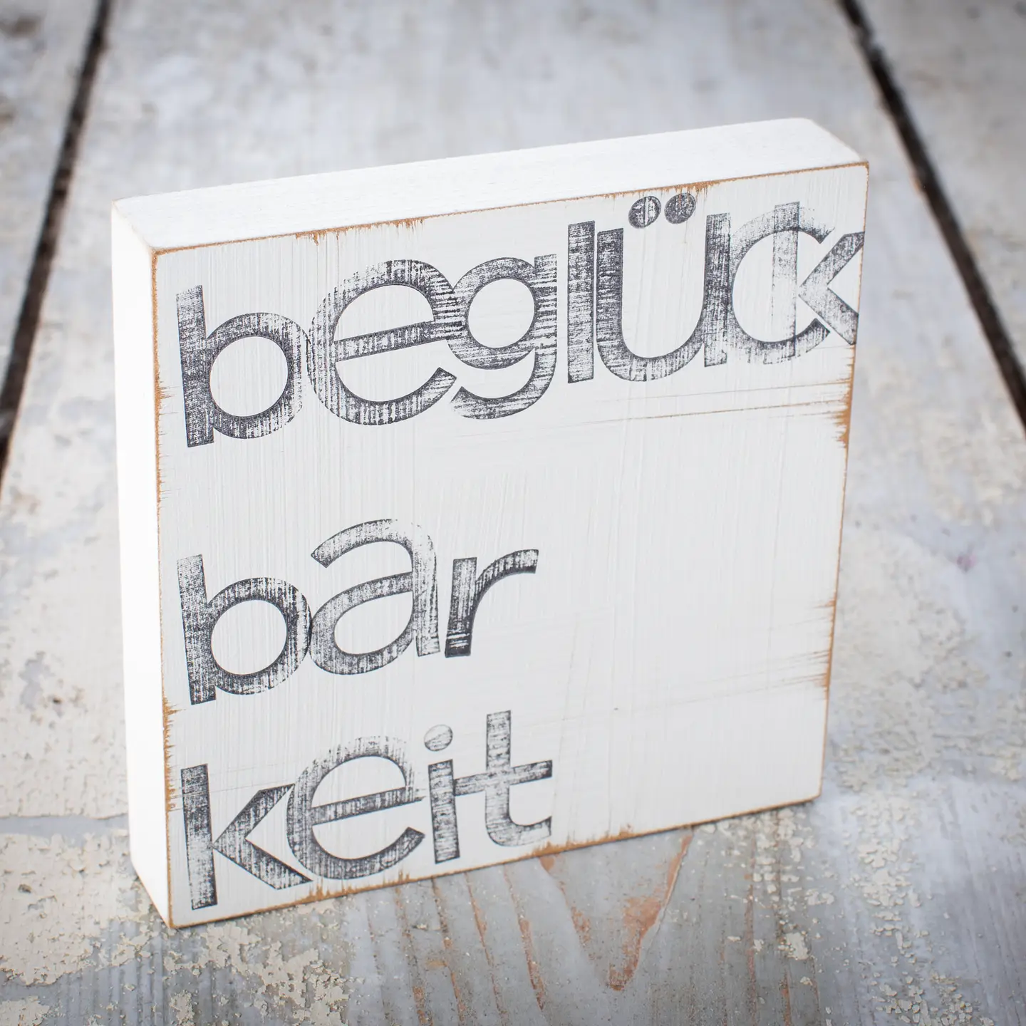 Textplatte "beglückbarkeit" von iopla , 15 x 15 cm  