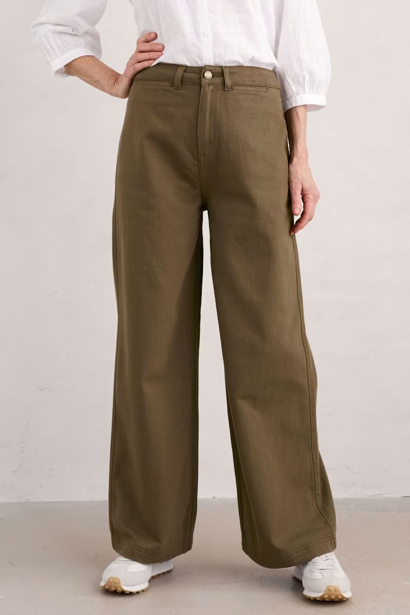 SEASALT CORNWALL Hose Milly Wide Leg Denim Trousers, Farbe: Dark Seagrass